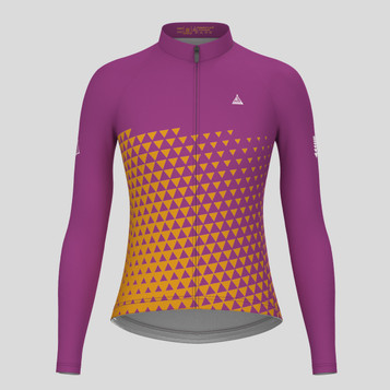 Women's Gradient Triangle LS Cycling Jersey - Purple/Mustard