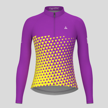 Women's Gradient Triangle LS Cycling Jersey - Purple/Yellow