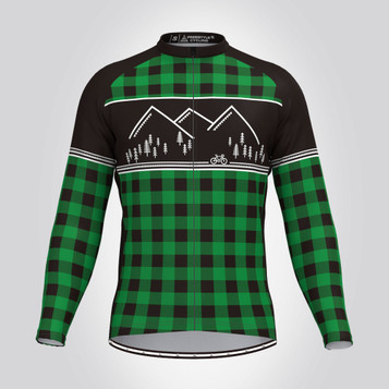 FC Classic Lumberjack Long sleeve Men's Cycling Jersey Green Black FC Classic Lumberjack Long sleeve Men's Cycling Jersey Green Black