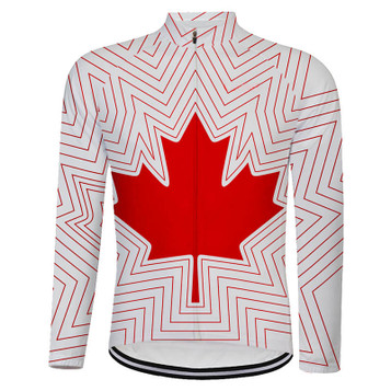 Canada Maple Leaf Long sleeve Cycling Jersey White Canada Maple Leaf Long sleeve Cycling Jersey White