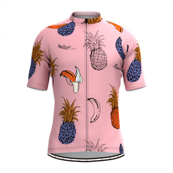 Men's Aloha Fruit Print Hawaiian Pink Cycling Jersey Men's Aloha Fruit Print Hawaiian Pink Cycling Jersey