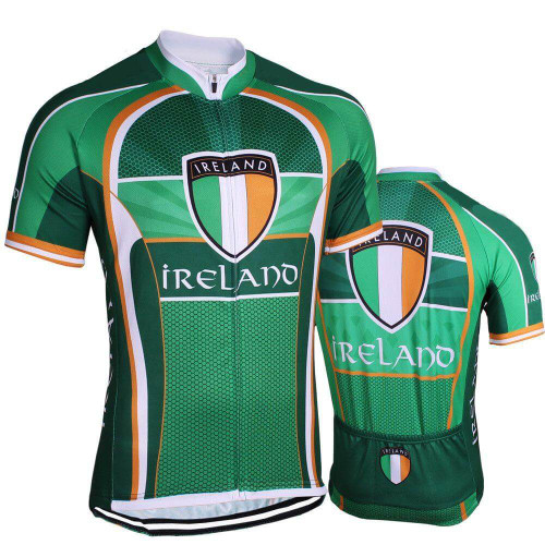 Mens Flag of Ireland Irish Cycling Jersey Shirt Top Green S M L XL XXL XXXL 4XL 