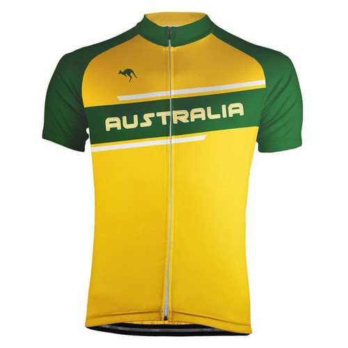 Australia Green Gold Stripe Men's Cycling Jersey Australia Green Gold Stripe Men's Cycling Jersey