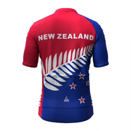New Zealand Silver Fern Flag Men's Cycling Jersey Red/Blue