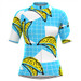 Women's Banana Print Blue Plaid Cycling Jersey