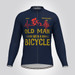 Old Man Bike Heartbeat Men's LS Cycling Jersey - Navy