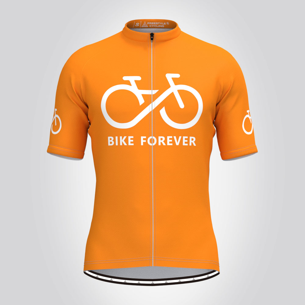Bike Forever Men's Cycling Jersey Orange - Freestylecycling.com