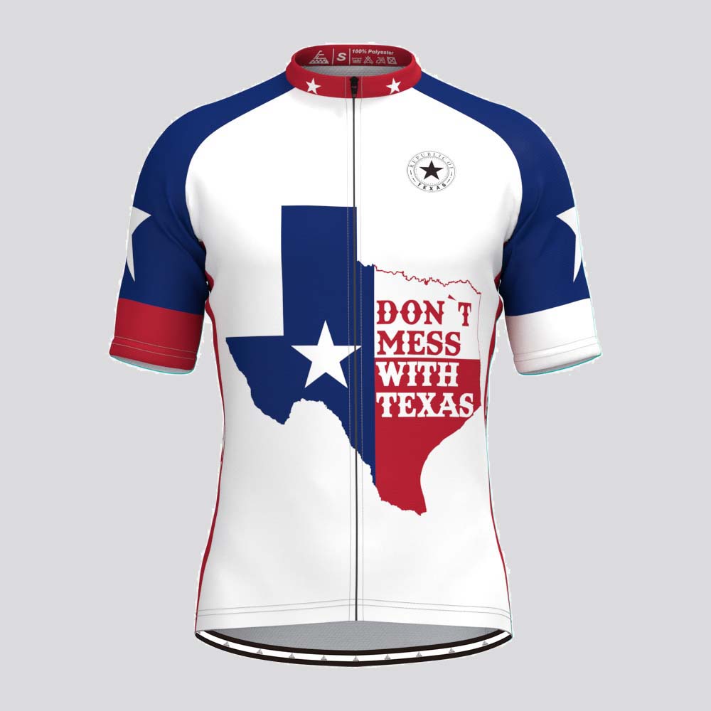 Maillot Cycliste Primal – Homme, Taille L – Drapeau Texas, Manches Courtes, Poches Arrière Zippées