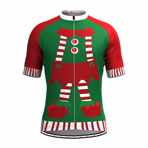 Ugly Christmas Sweater Elf Cycling Jersey Green Freestylecycling
