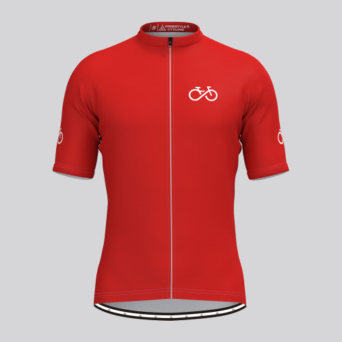Red cycling jersey men's store