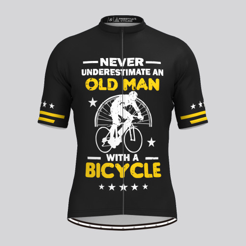 Never Underestimate Old Man With A Bike Cycling Jersey
