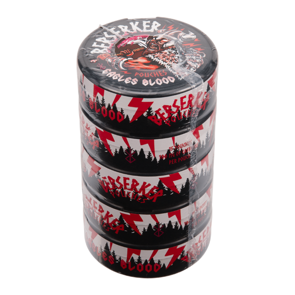 5 pack of Eagle's Blood BERSERKER Caffeine Pouches