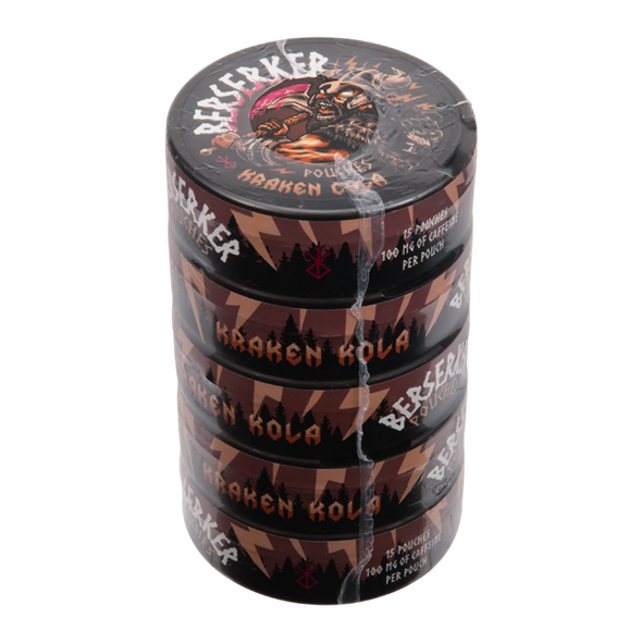 5 pack of Kraken Kola BERSERKER Caffeine Pouches