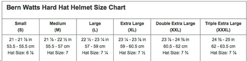 Bern Watts Size Chart