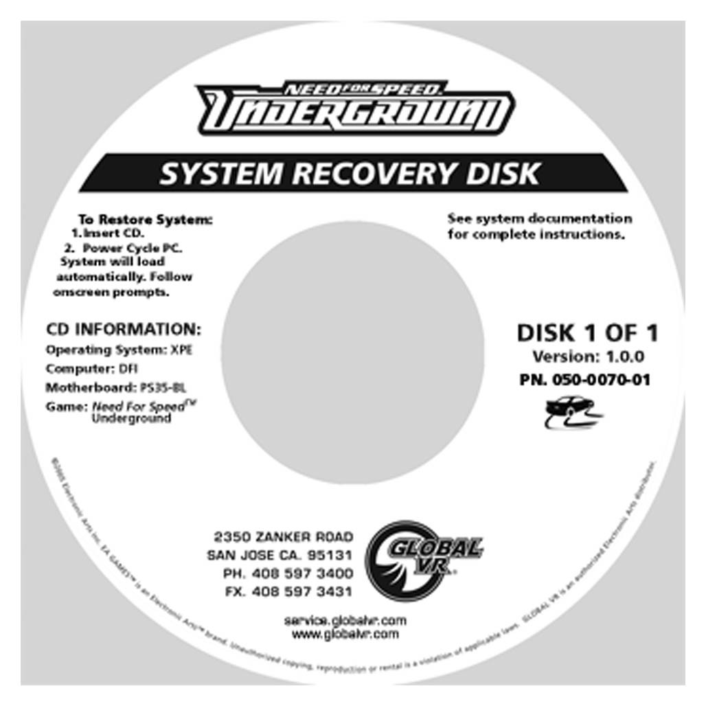 System Recovery Disk Need For Speed Underground 050 0070 01 