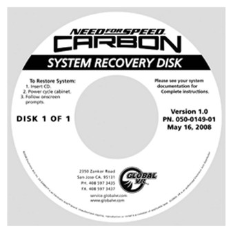 System Recovery Disk, Need for Speed Carbon, Version 1.0 for Upgrade Systems Only (050-0149-01)