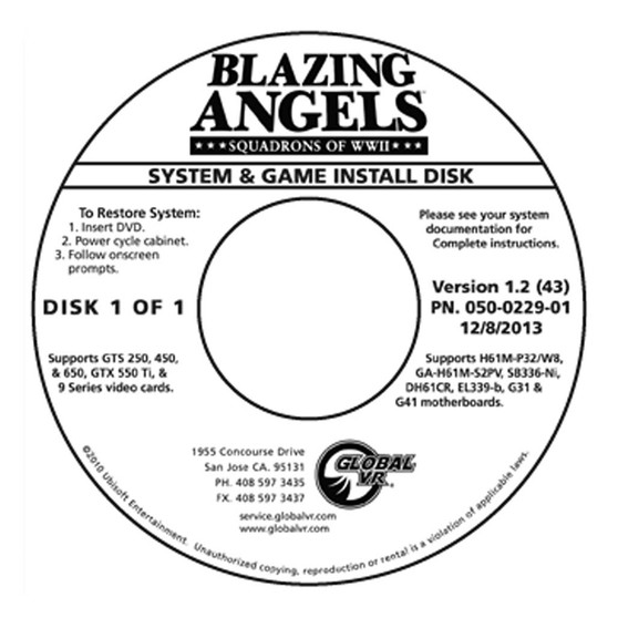 System & Game Install Disk, Blazing Angels, Version 1.2 (43) (050-0229-01)