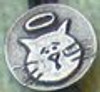 Lead free cat head pewter jewelry. Handmade in Chicago.  Tie tack backed pin. Lead free cat head pewter jewelry. Handmade in Chicago.  Tie tack backed pin.
