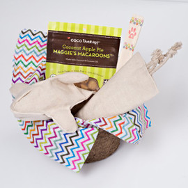 Gift basket for dogs.  Organic dog toys. Natural Hemp and Certified organic Cotton-- no plastics or synthetics! Earth Friendly Gift. USA made.