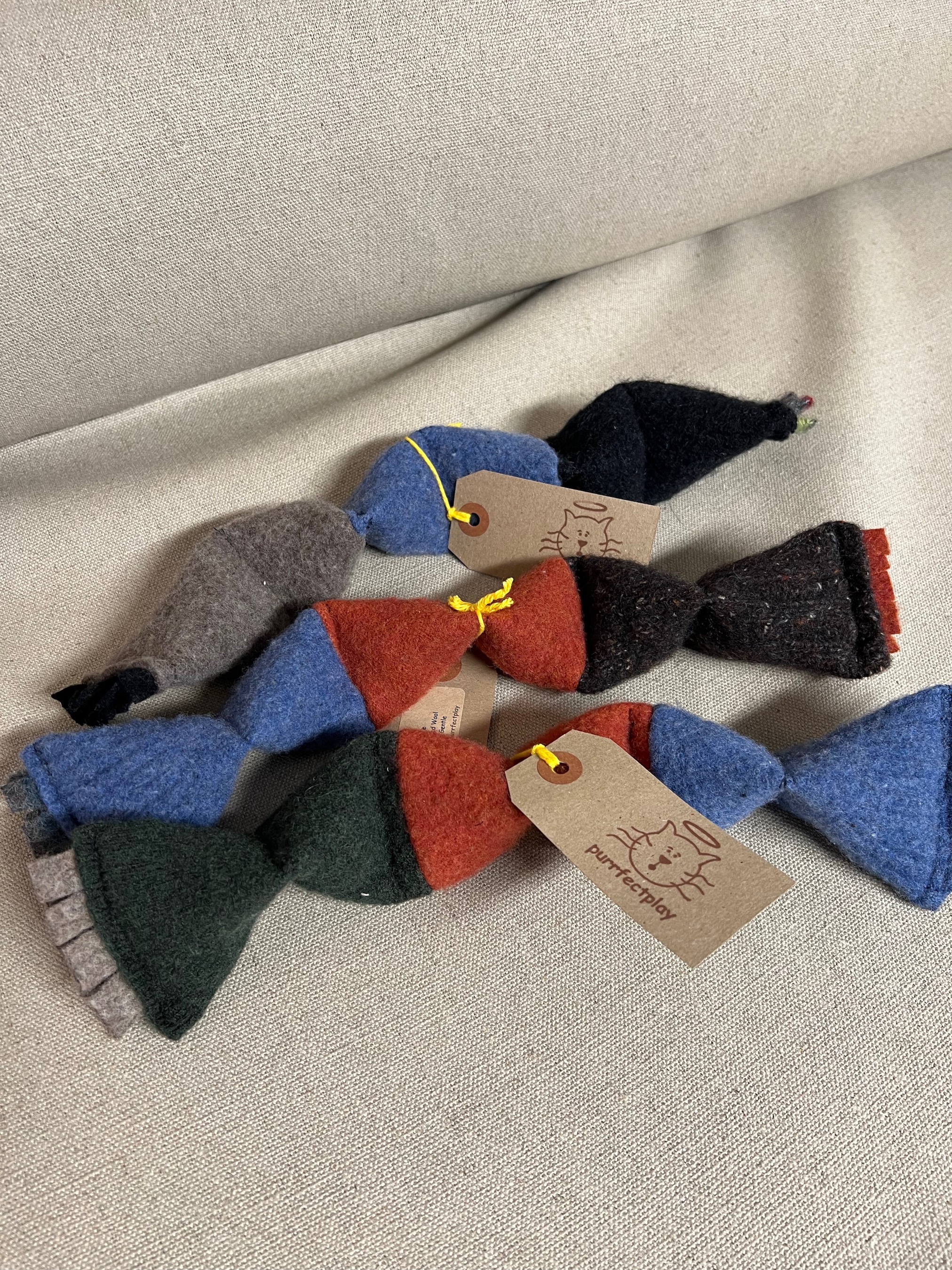 Fun Segmented Wooly Kitty Kicker - Catnip Free Cat Toy - Felted