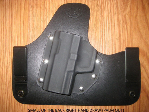 KAHR IWB SOBR (small of the Back) hybrid Leather\Kydex Holster (fixed retention)