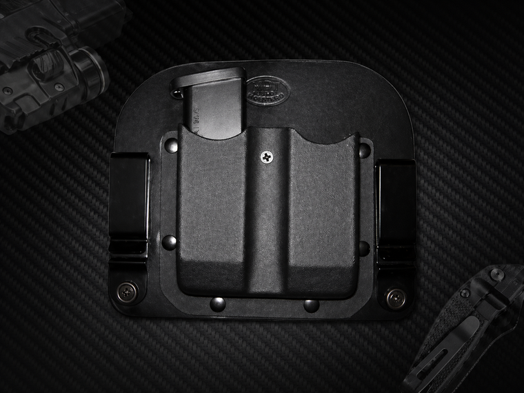 IWB Hybrid adjustable retention Kydex/Leather Double Magazine Carrier