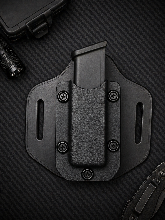 OWB Hybrid adjustable retention Kydex/Leather Single Magazine Carrier