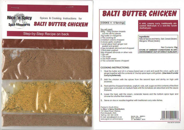 Nice 'n Spicy Balti Butter Chicken