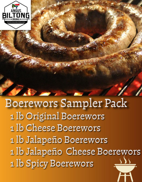 Boerewors Sampler Pack - 5 lb - Shipping Included (Please see description before ordering)