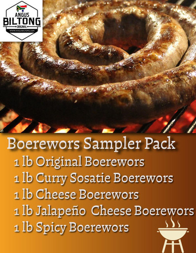 Boerewors Sampler Pack - 5 lb - Shipping Included (Please read description before ordering)