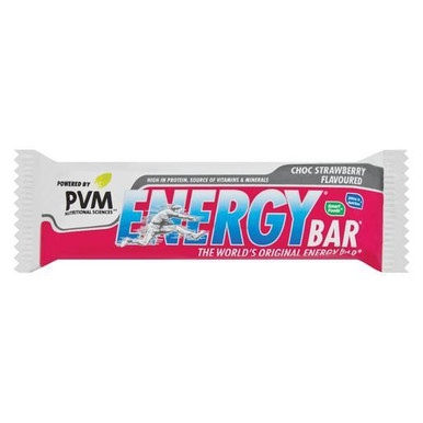PVM Energy Bar Choc Strawberry 45g