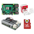 AAAwave Raspberry Pi 4 Model B 8GB microSDXC 128GB w/ Grey Dual-Fan Aluminum Case and White USB-C Power Supply