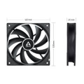 Arctic ACFAN00210A F12 PWM PST CO 120mm 1350RPM Case Fan for Continuous Operation - Black