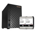 Asustor AS1102T DRIVESTOR 2, Personal 2-Bays NAS, Quad-Core CPU, 2.5GbE Port, 1GB DDR4, Network Attached Storage w/ Dual WD Ultrastar DC HC550 18TB