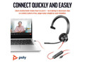 Poly Wired, Single Ear (Mono) Headset with Boom Mic - USB-C with USB-A adapter - PC or Mac - Teams (Certified) 8X216AA