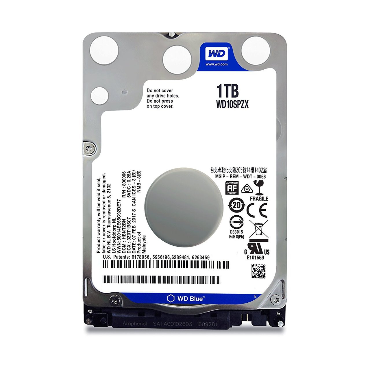 WD Blue 1TB 5400 RPM 128MB Cache SATA 6.0Gb/s 2.5" Mobile Hard Drive WD10SPZX