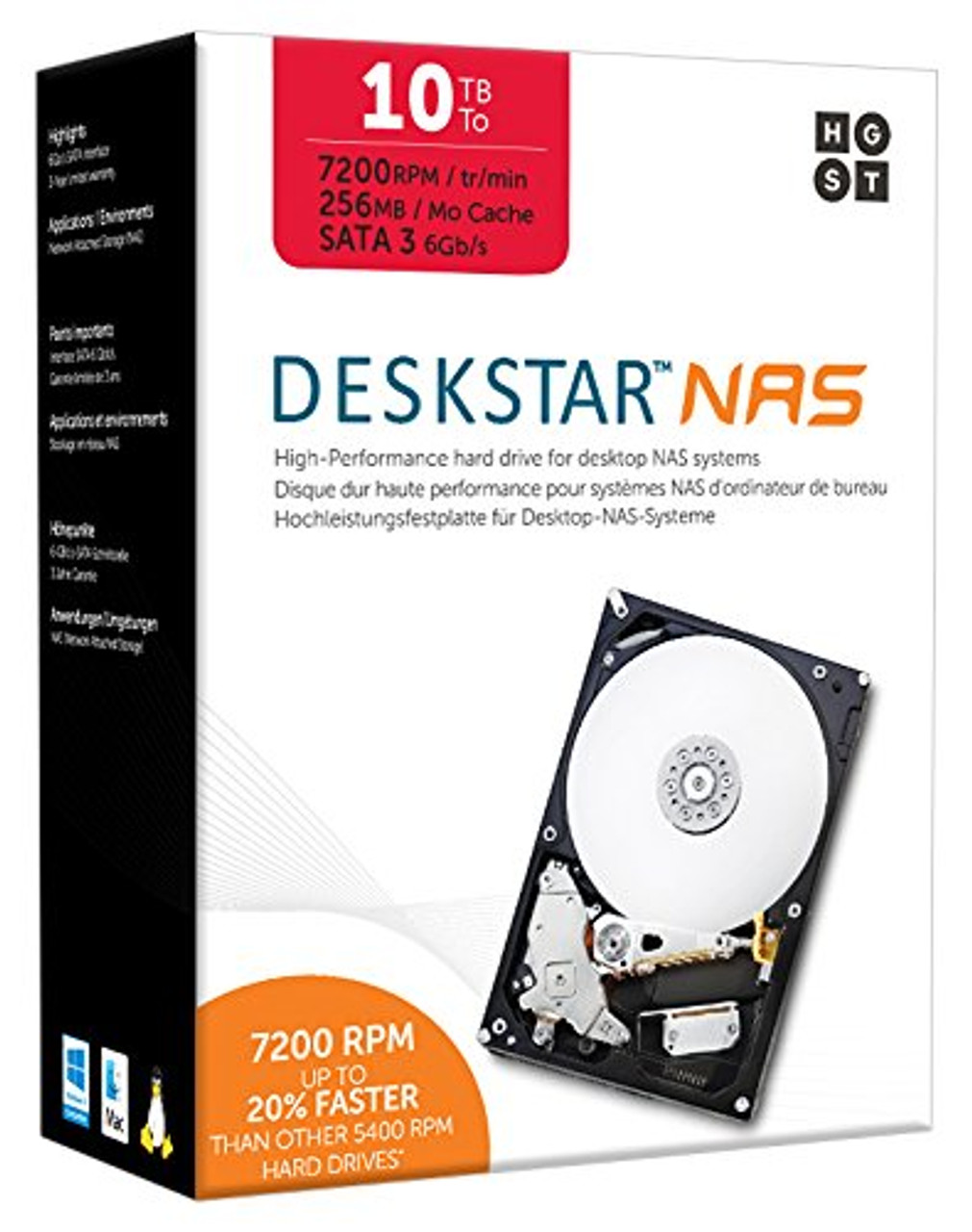 HGST 0S04037 10TB Deskstar 3.5 Internal Hard Drive NAS Drive Kit