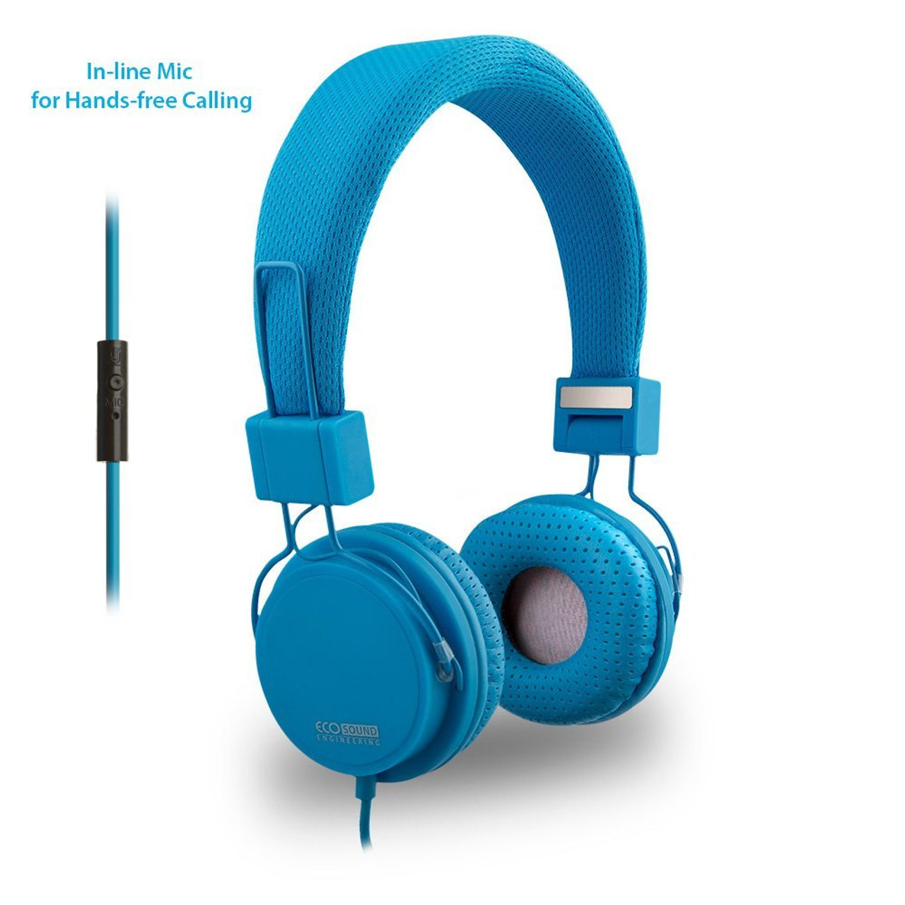 ECO ECO-V20-12245 V20 Stereo Headphones w/ In-line Mic - Blue