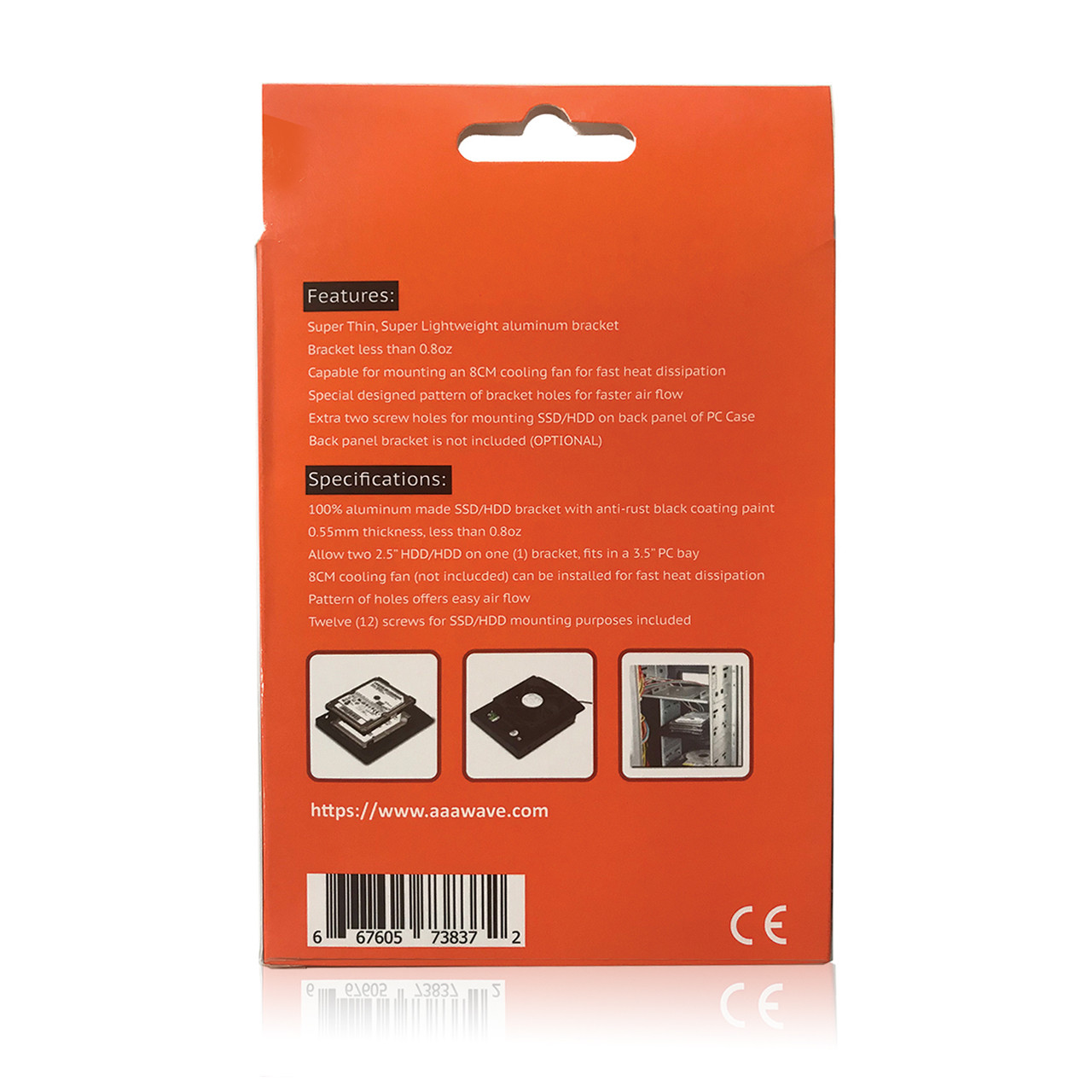 AAAwave Aluminum HDD/SSD Mounting Kit For 2 x 2.5" HDD/SSD to 3.5" Drive Bay