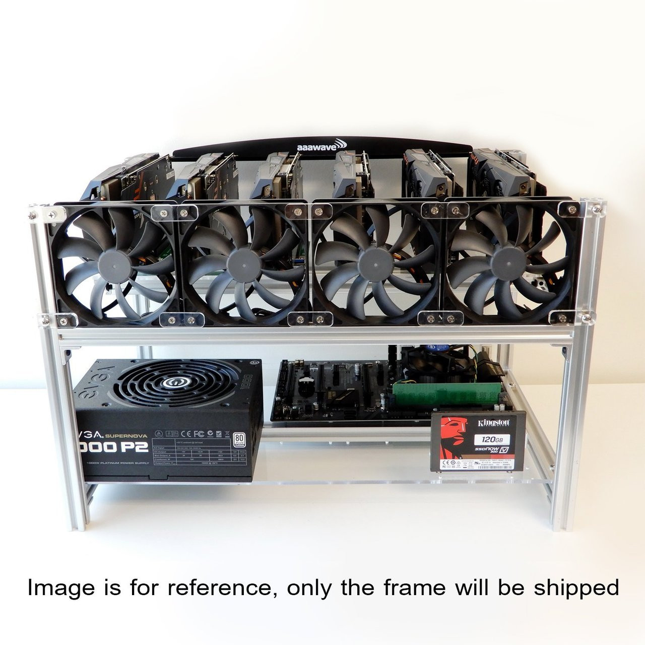 AAAwave 'THE DREDGE' 6 GPU Mining Case + 4x AAAwave 2100 rpm fan + 6 x PCI Riser