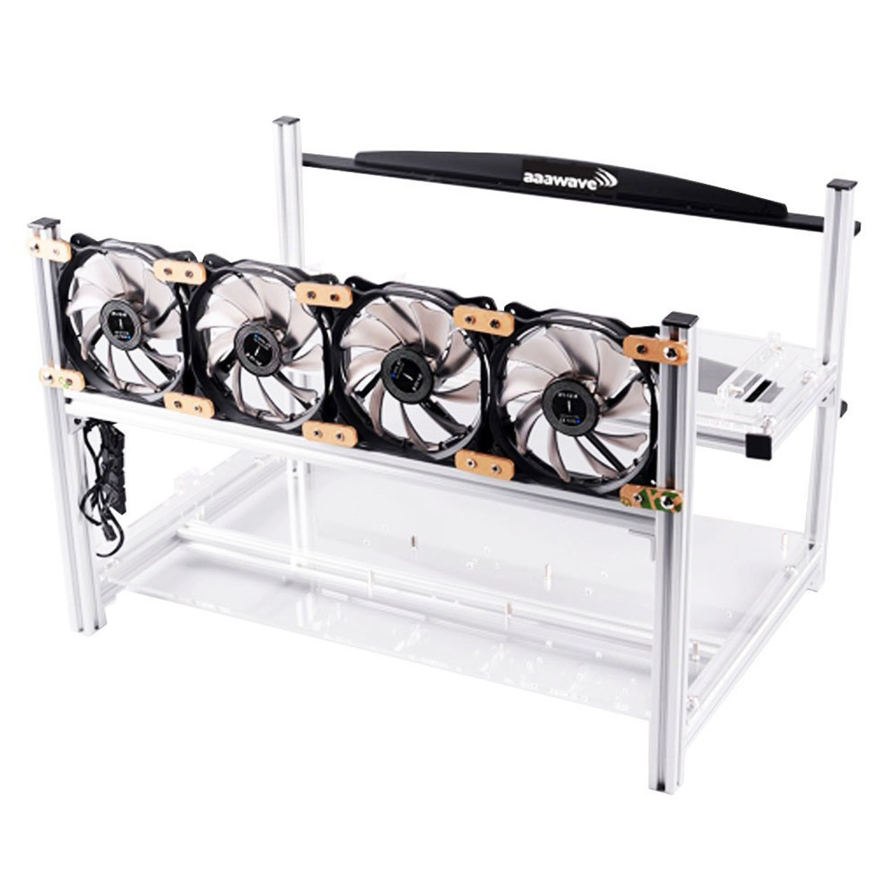 AAAwave 'THE DREDGE' 6 GPU Mining Case + 4x AAAwave 2100 rpm fan + 6 x PCI Riser