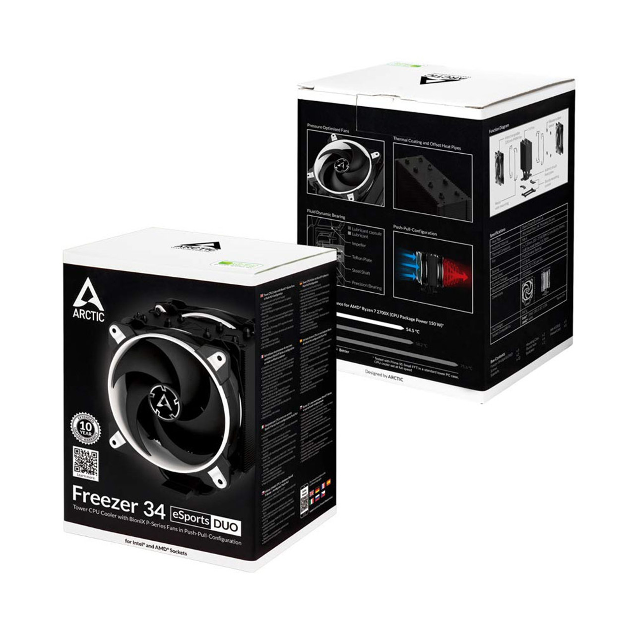 Arctic ACFRE00061A Freezer 34 eSports DUO Edition 120mm 2100RPM Tower CPU Cooler Fans White