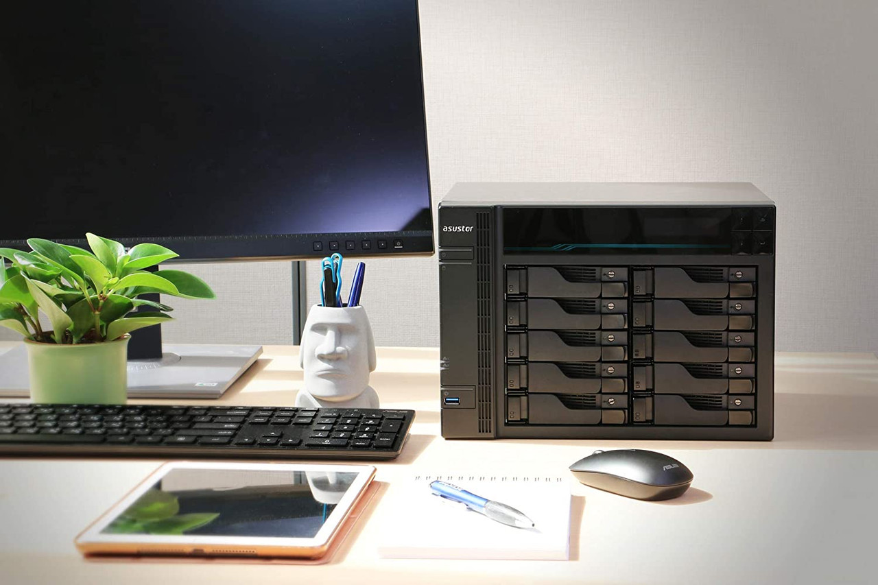 Asustor LOCKERSTOR 10, Medium Business 10-Bays NAS, Intel Quad-Core 2.1GHz CPU, 2.5GbE & 10GbE Ports, 8GB DDR4 RAM, Network Attached Storage (Diskless) AS6510T
