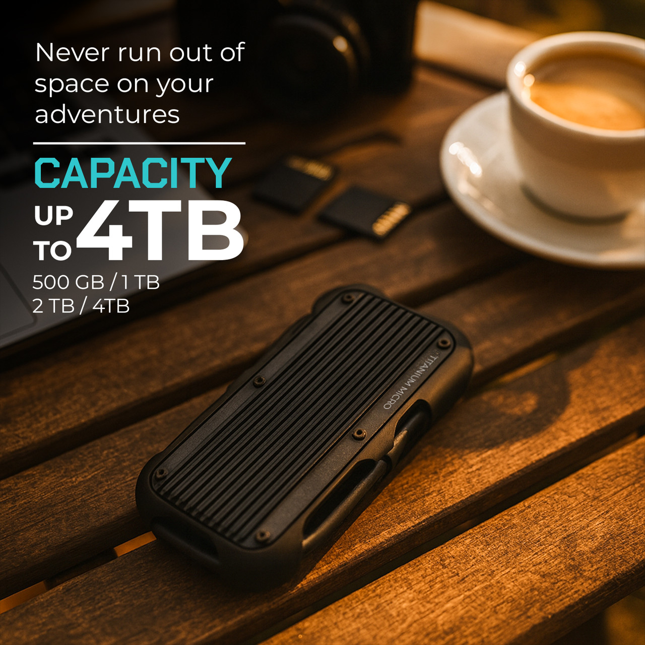 Titanium Micro Mercury 2TB External SSD Up to 1000MB/S NVMe USB 3.1 IP66 for PC Mac Android and Game Console