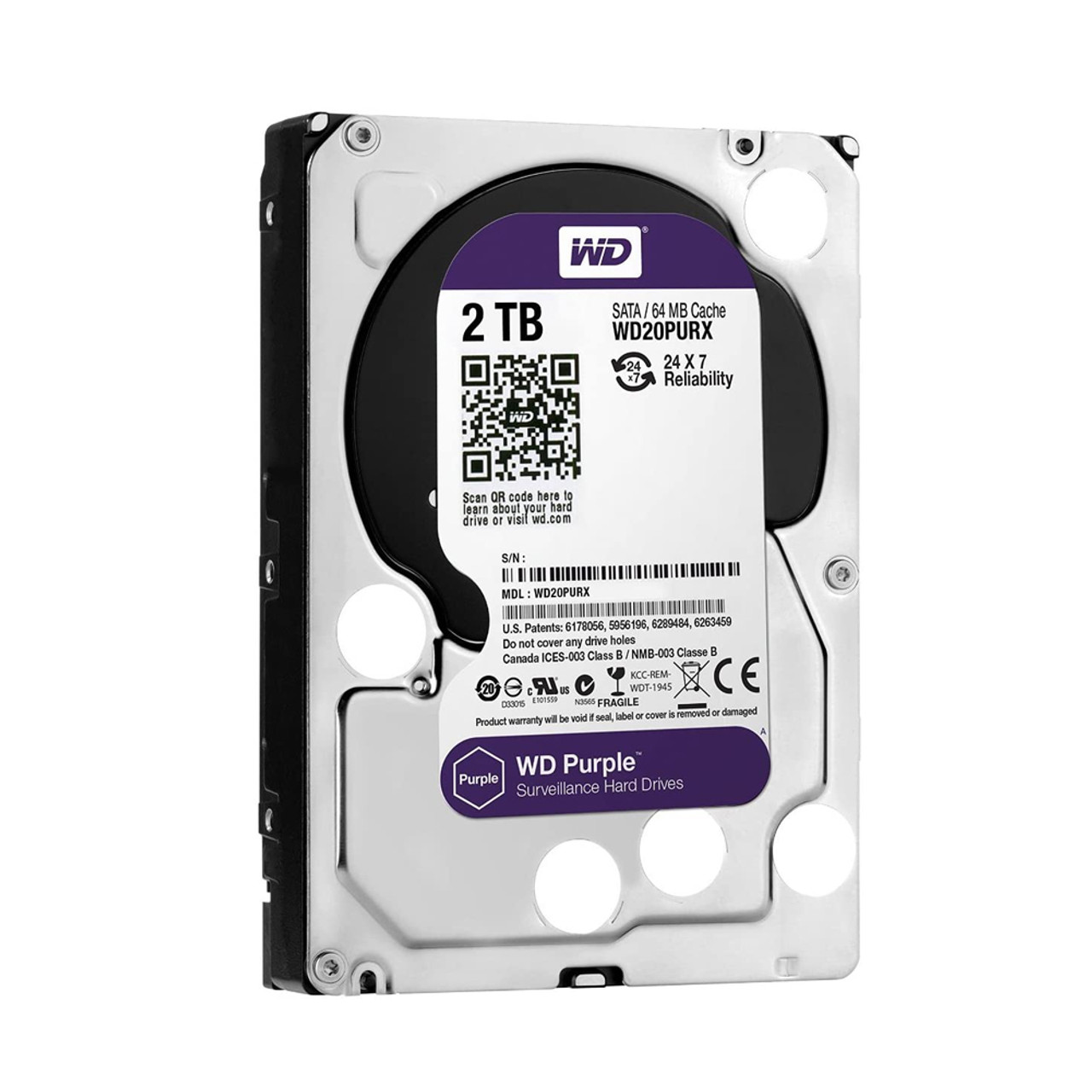 WD WD20PURX WD Purple Surveillance 2TB 3.5" SATAIII 64MB Internal Hard Drive