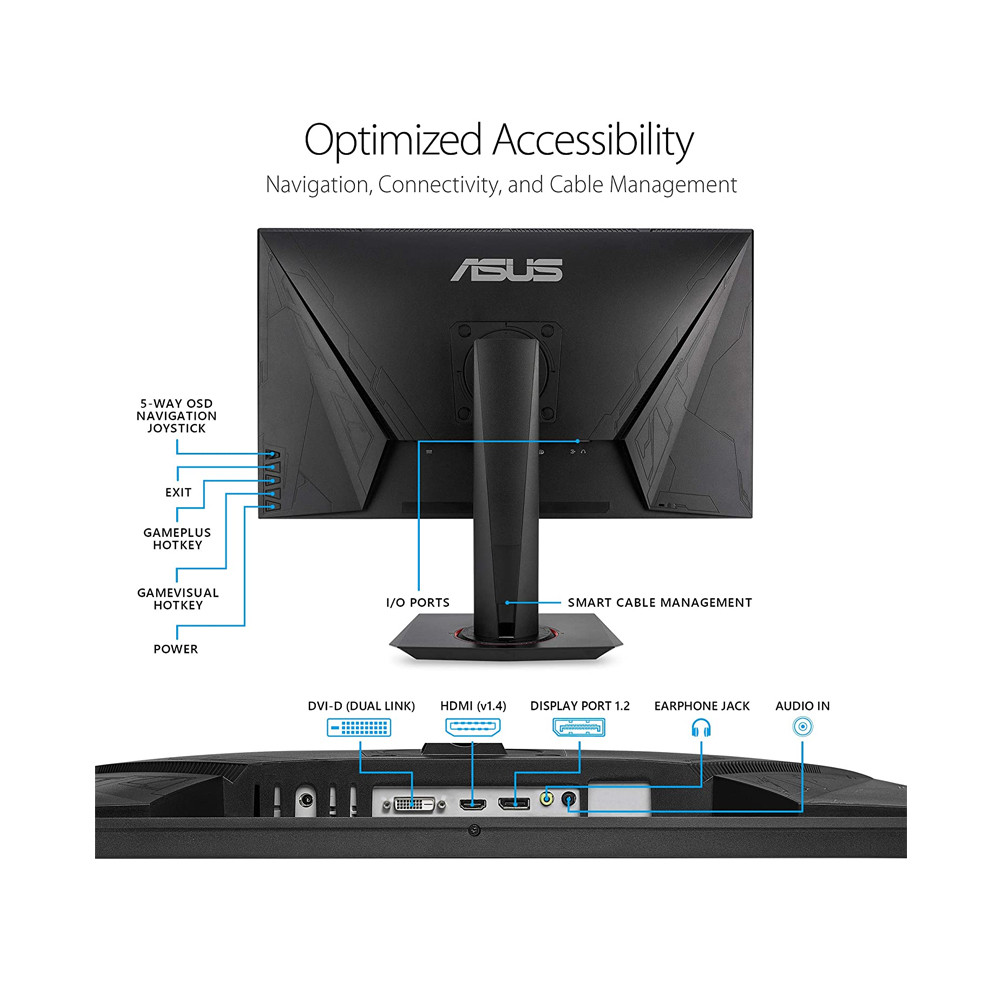 Asus VG278QR 27" Widescreen 100,000,000:1 0.5ms DVI/HDMI/DisplayPort LED LCD Monitor 165 Hz, w/ Speakers (Black)