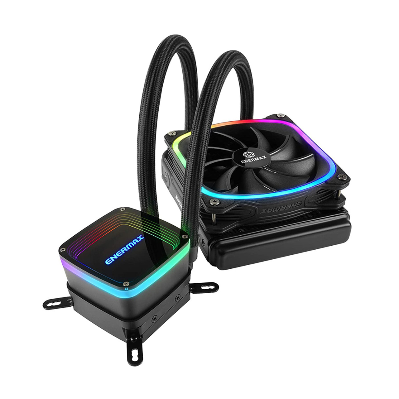 Enermax ELC-AQF120-SQA Aquafusion 120 Addressable RGB All-in-One CPU Liquid Cooler Intel/AMD 115x/2066 AM4 Ready AIO ARGB LED Cooling w/ SquA RGB PWM Fan