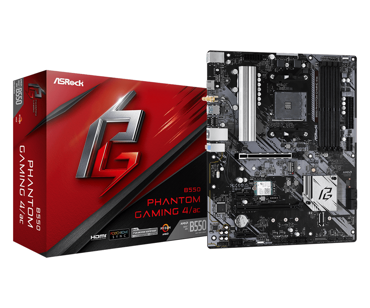 ASRock B550 PHANTOM GAMING 4/AC Supports AMD AM4 Processors Motherboard