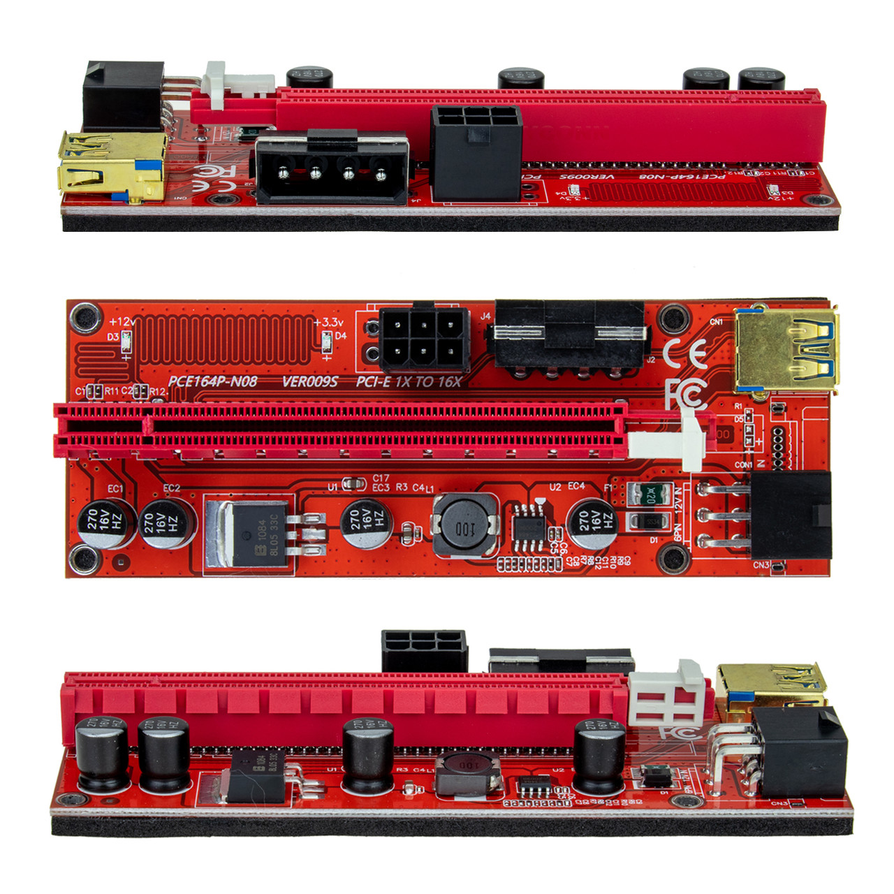 60cm USB 3.0 Cable PCIE Riser 1X to 16X Graphics Extension for GPU Mining Powered Riser Adapter Card 4 Solid Capacitors Two 6PIN and Molex 3 Power Options 60cm USB 3.0 Cable PCIE Riser 1X to 16X Graphics Extension for GPU Mining Powered Riser Adapter Card 4 Solid Capacitors Two 6PIN and Molex 3 Power Options