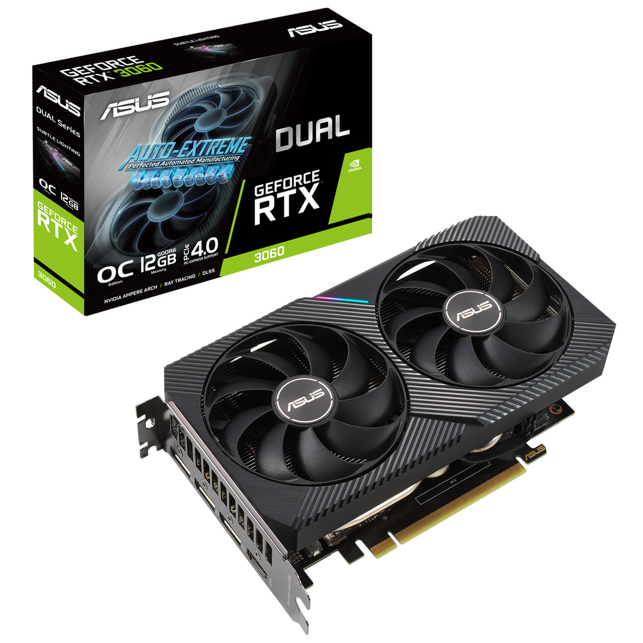 Asus Dual NVIDIA GeForce RTX 3060 OC Edition Gaming Graphics Card (PCIe 4.0, 12GB GDDR6 Memory) DUAL-RTX3060-O12G